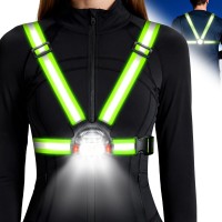 Niweya Running Lights for Runners, 500LM 1800mAh Rechargeable Running Light with 7 Modes & 45° Adjustable Beam, IPX4 Waterproof 360° Light up Gear, Reflective Vest for Night Walking/Jogging/Hiking